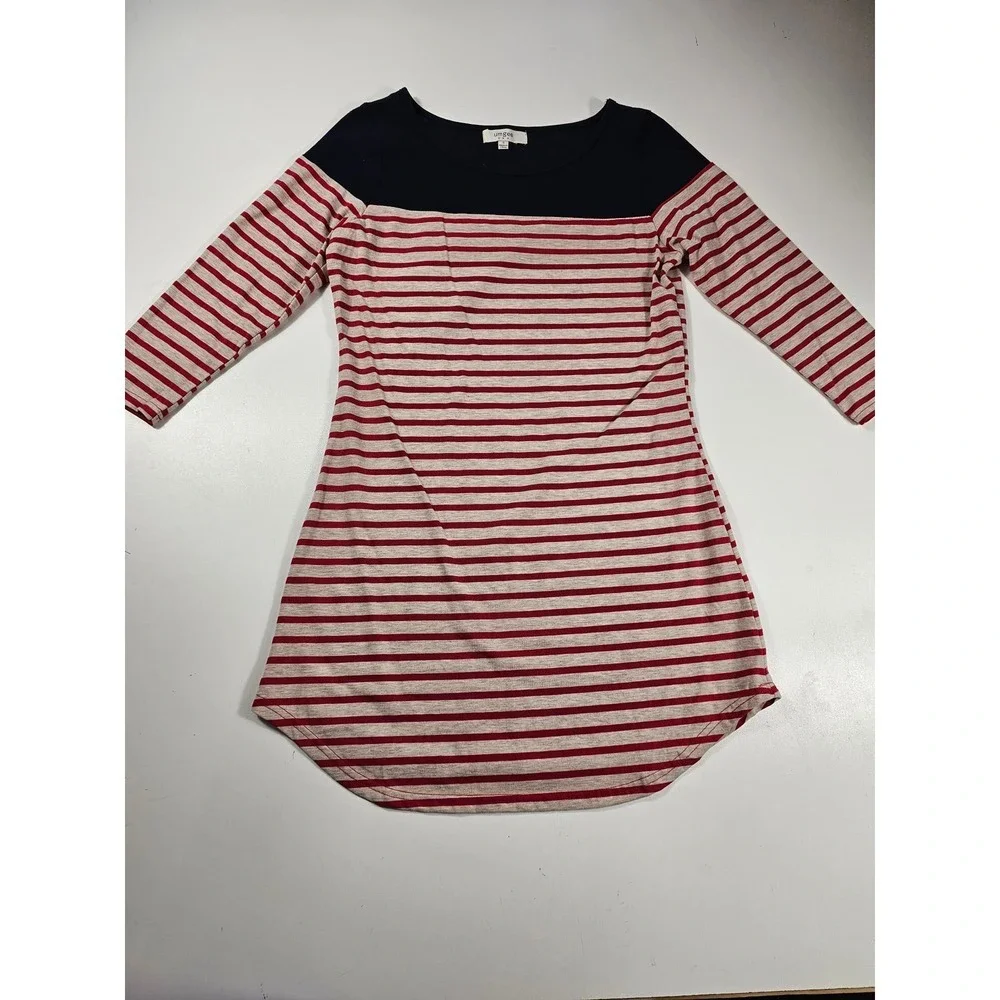 NWOT Umgee size small patriotic red white blue tunic top 3/4 sleeve ^